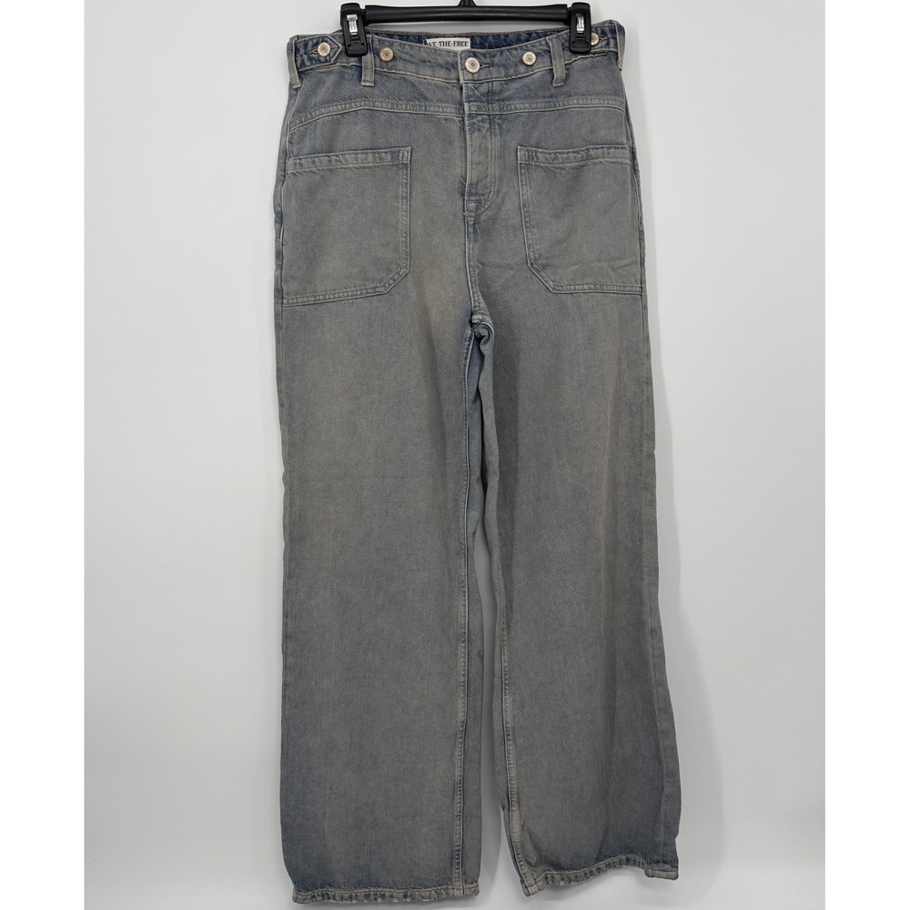 We The Free Palmer Wide Leg Jeans Womens Size 28 Blue Faded Boho Hippie Baggy